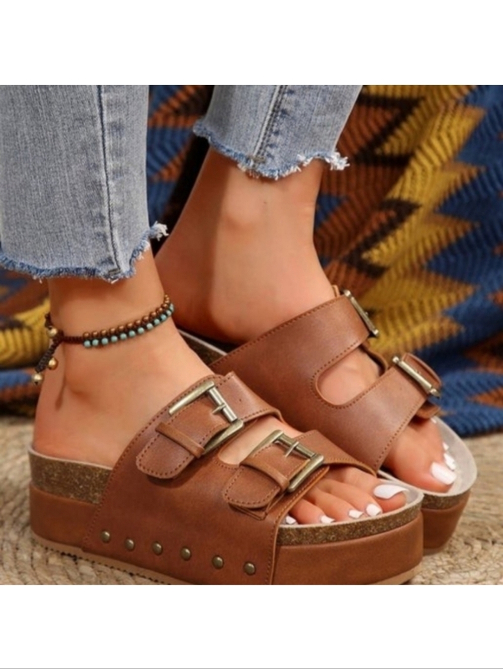 🆕️ FREE PEOPLE INTENTIONALLY BLANK COOPER-2 LEATHER PLATFORM SANDAL US 9 Grunge